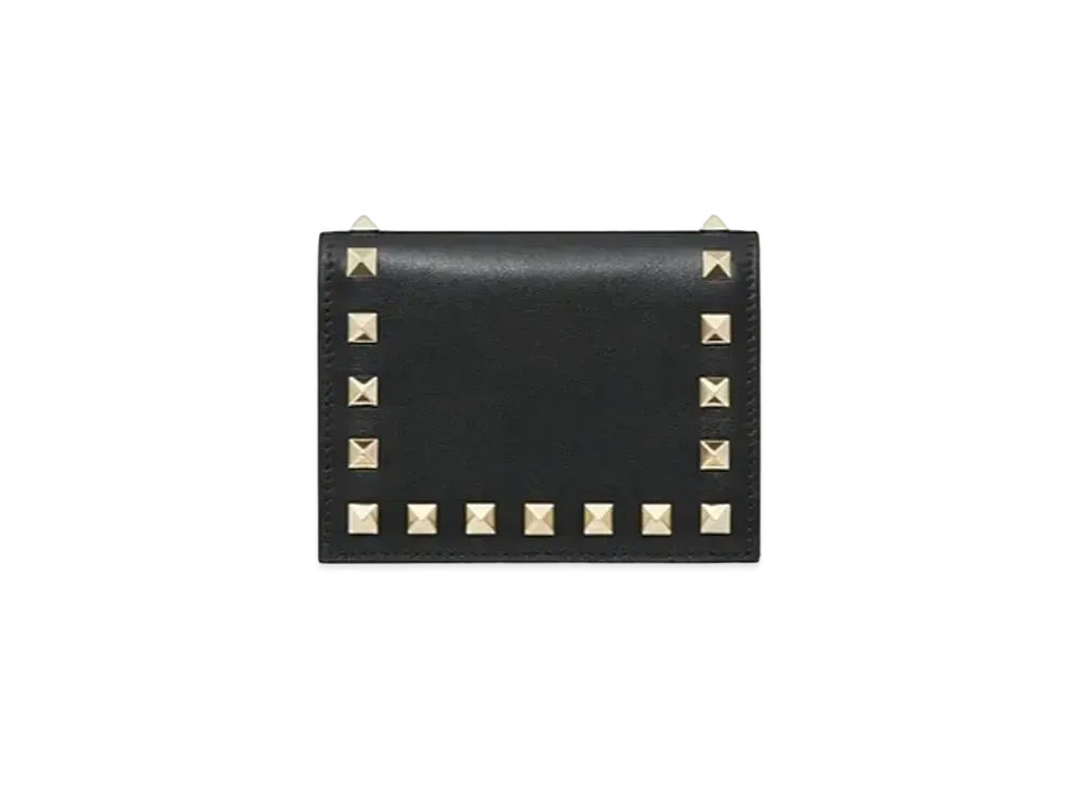 Valentino Small Rockstud Calfskin Wallet "Black"
