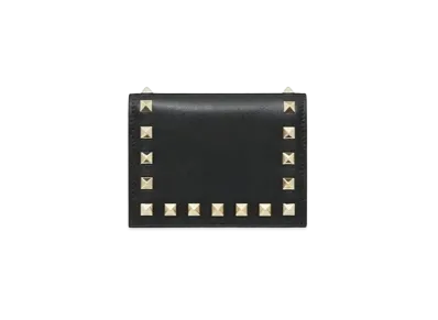 Valentino Small Rockstud Calfskin Wallet "Black"