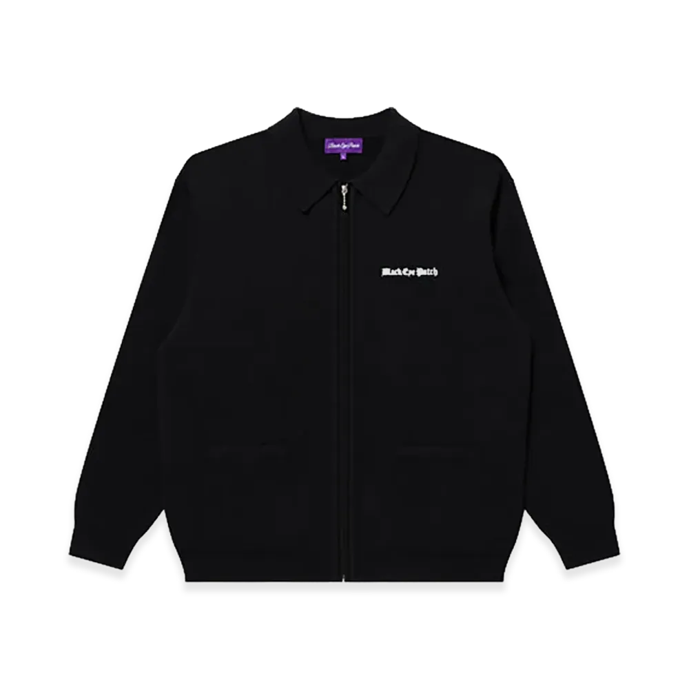 BlackEyePatch OE Logo Embroidered Collared Zip Knit "Black"