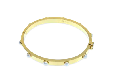 TORY BURCH Britten Pearl Hinged Cuff "Gold"