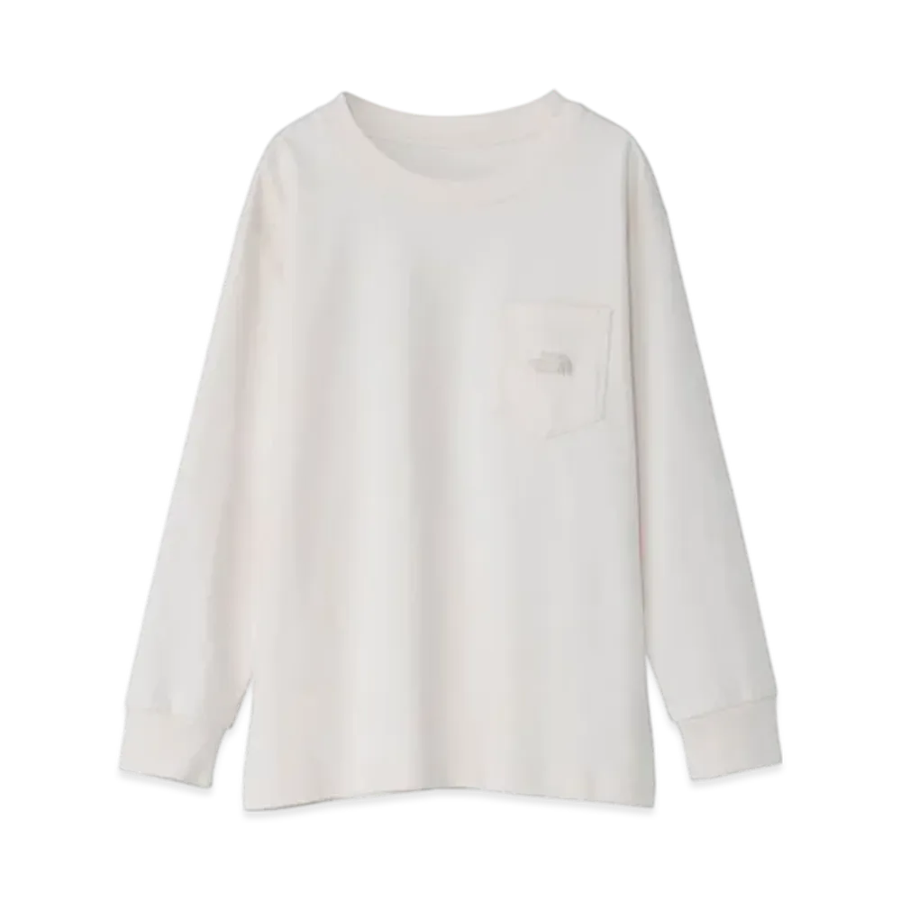 The North Face Kids Long Sleeve Pocket Logo Tee "Off White"