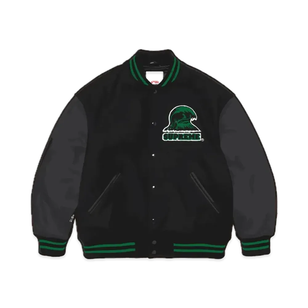 Supreme Wave Varsity Jacket "Black"