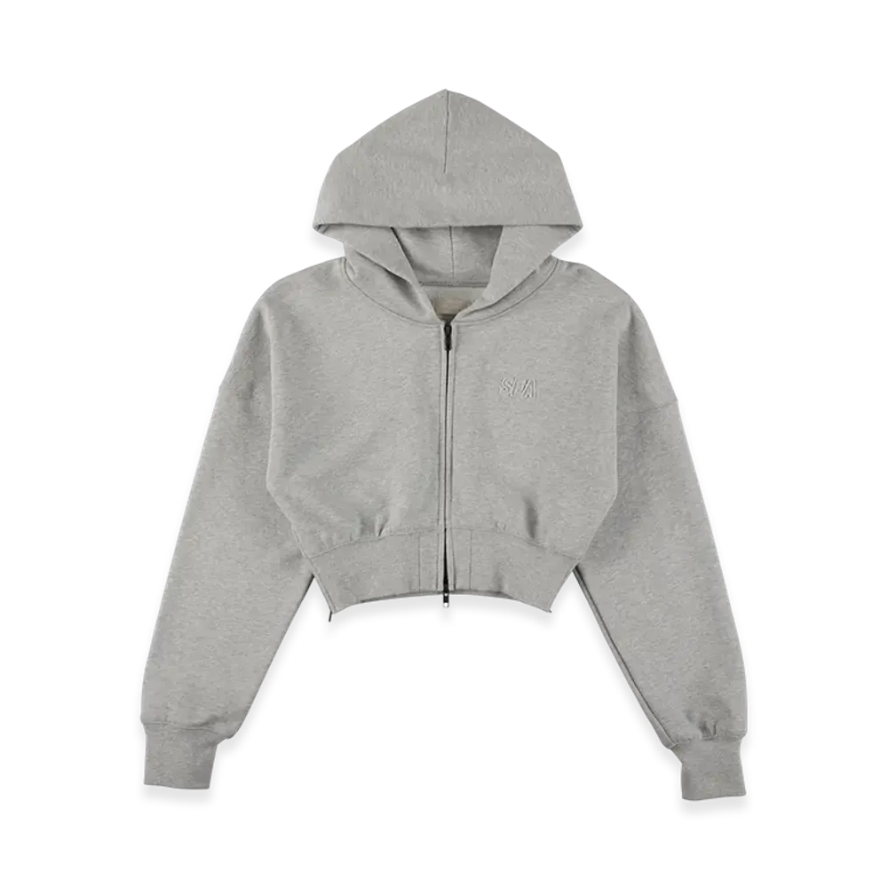 WIND AND SEA Cozy Zip Cropped Hooded Sweatshirt(Ladies) "Heather Gray"