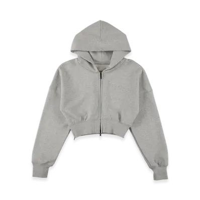 WIND AND SEA Cozy Zip Cropped Hooded Sweatshirt(Ladies) "Heather Gray"