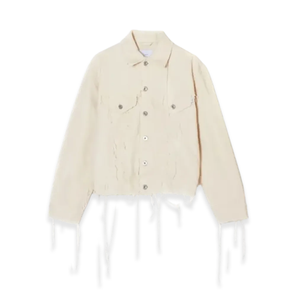 SUGARHILL Raw-Edge Canvas Denim Jacket Type3 "Ivory White"