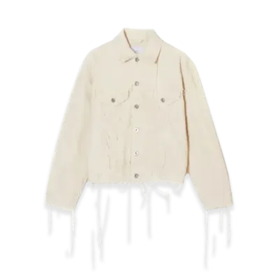 SUGARHILL Raw-Edge Canvas Denim Jacket Type3 "Ivory White"