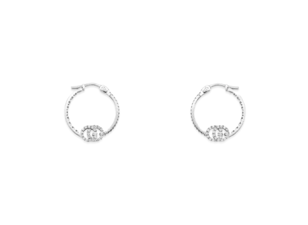 GUCCI GG Running Earrings With Diamonds "Silver"