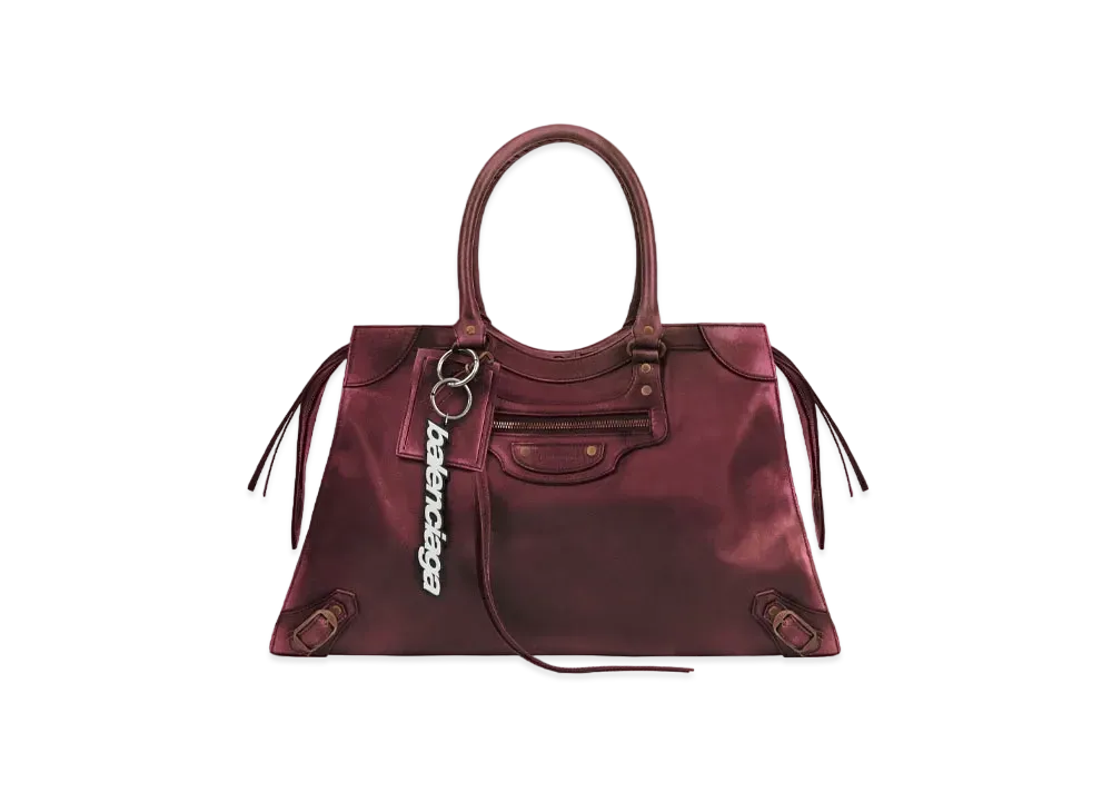 BALENCIAGA Men'S Neo Classic Large Top Handle Bag "Burgundy"