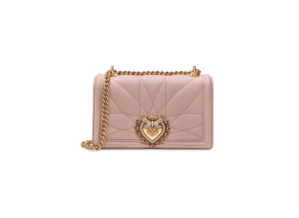 Dolce&Gabbana Devotion Crossbody Bag Small Matrasse Nappa Leather "Pale Pink"