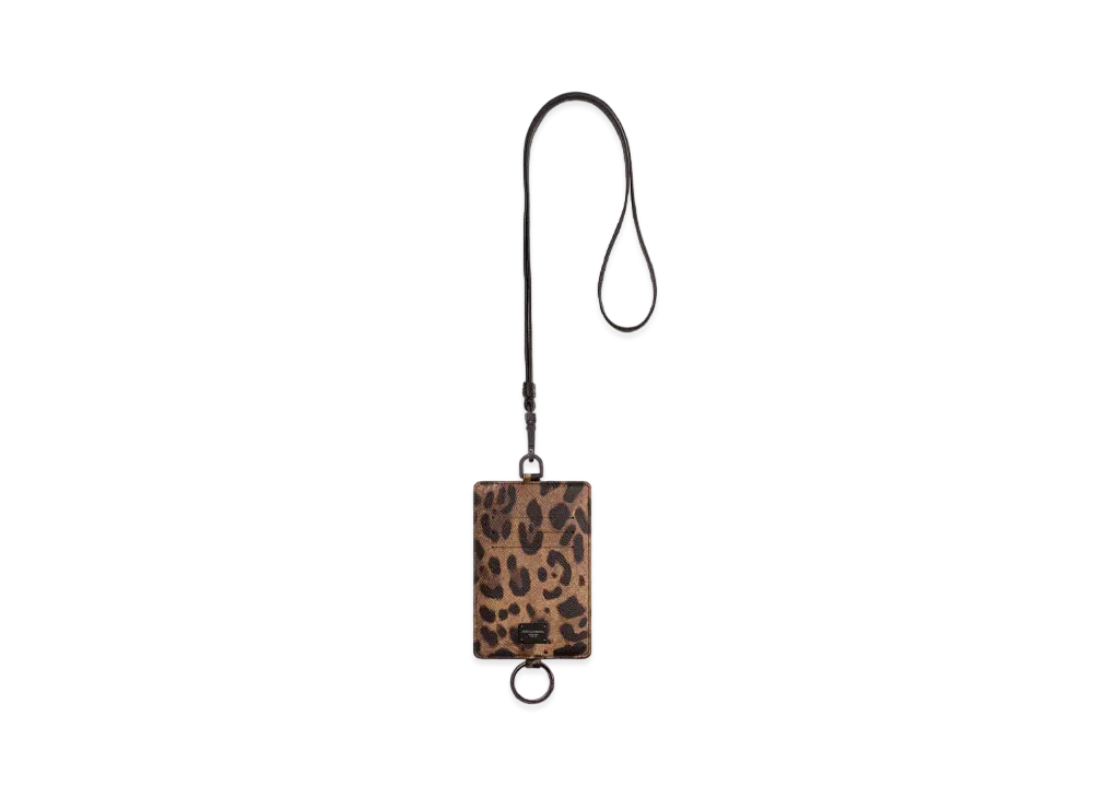 Dolce&Gabbana Crossbody Card Holder Dauphine Calfskin Leo Pad Print "Multicolor"