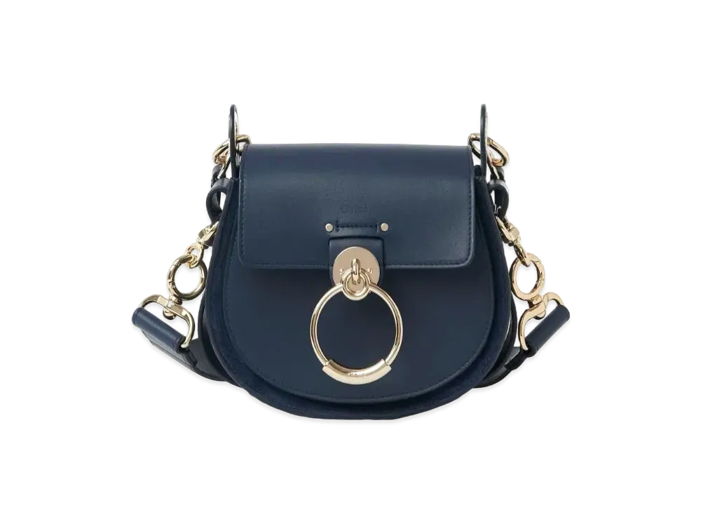 Chloe Tess Small Bag In Shiny & Suede Calfskin "Navy"