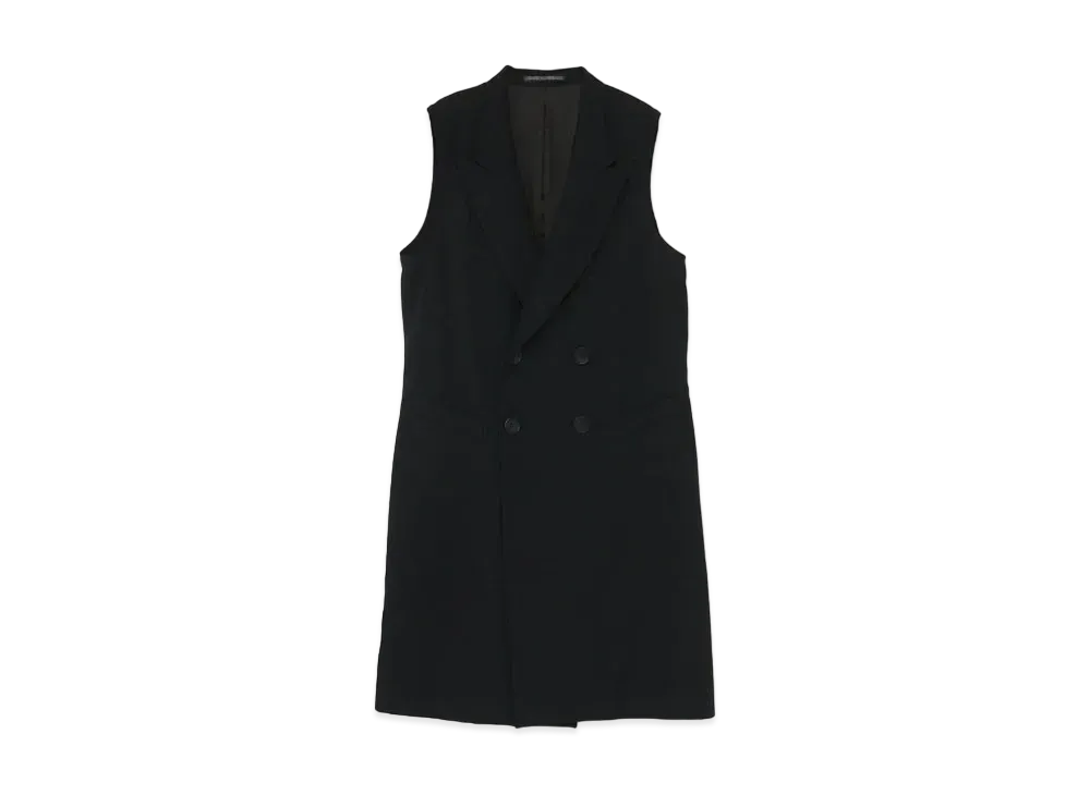 Yohji Yamamoto WOOL GABARDINE W FRONT LONG VEST "Black"