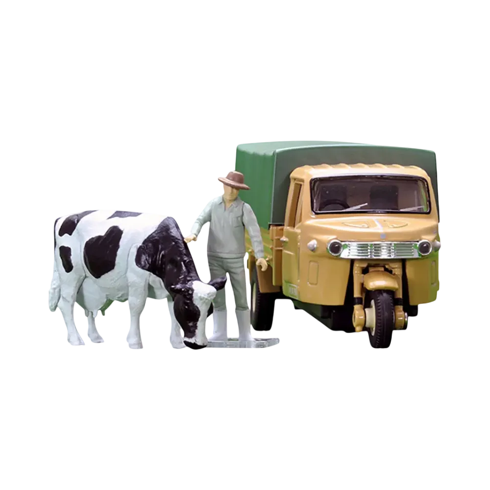TOMYTEC "TOMICA LIMITED VINTAGE" 1/64 LV-12d Daihatsu CO10T (Brown) With Figure