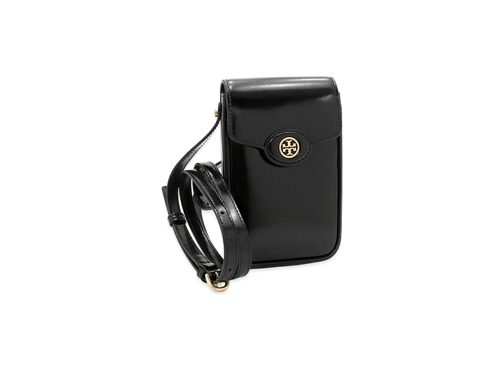 TORY BURCH Women's Robinson Spazzolato Phone Crossbody Shoulder Bag "Black"