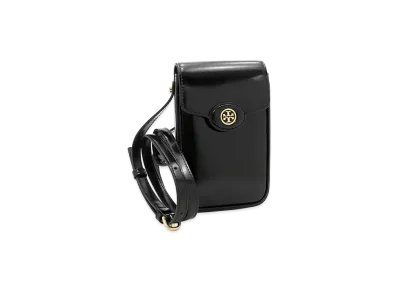 TORY BURCH Women's Robinson Spazzolato Phone Crossbody Shoulder Bag "Black"