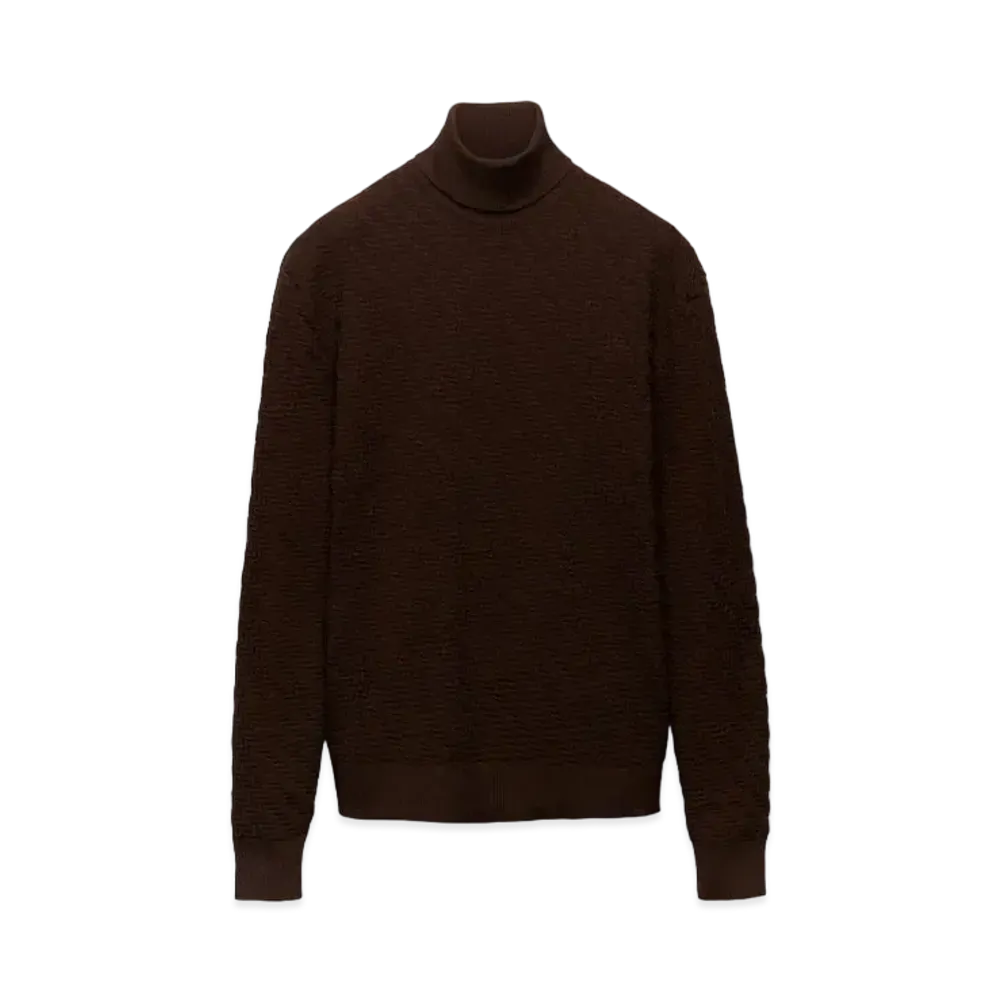 PRADA Men's Re-Nylon Turtleneck Sweater "Dark Brown"
