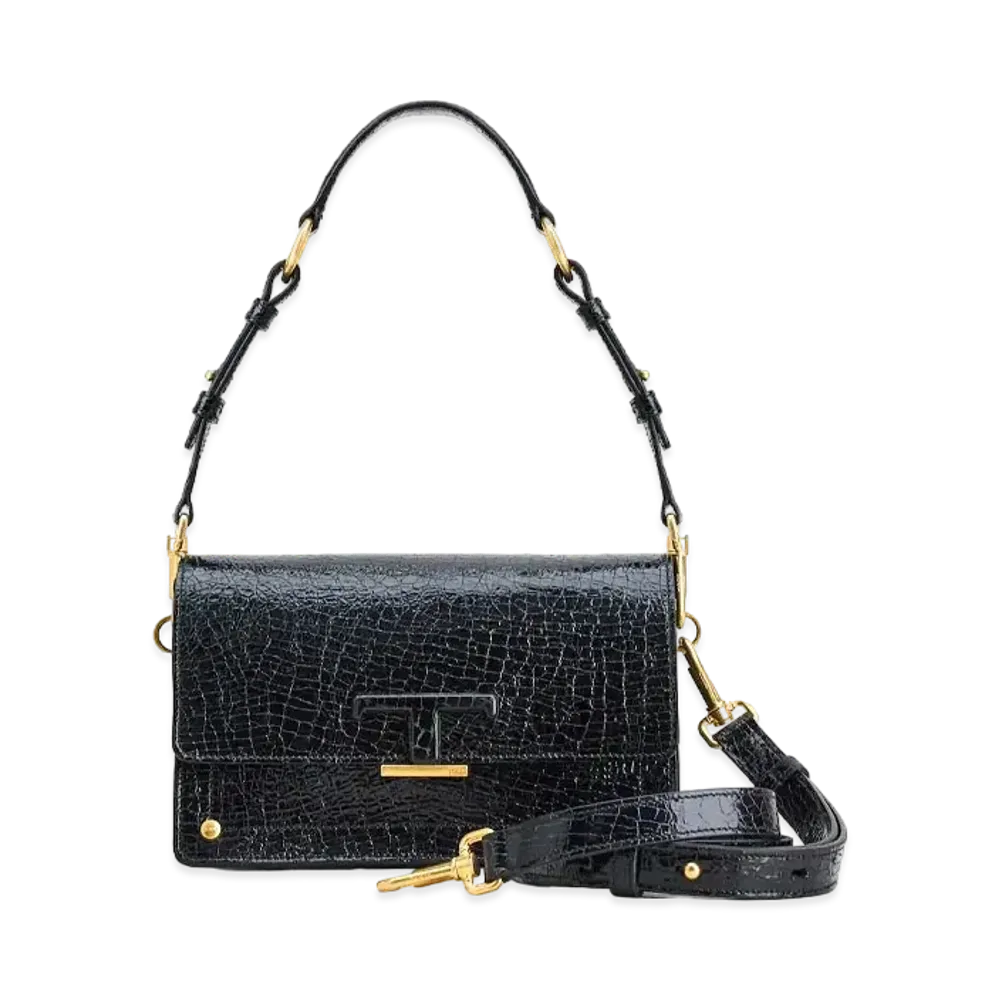 TOD'S T Timeless Crossbody Bag Mini In Patent Leather "Black"