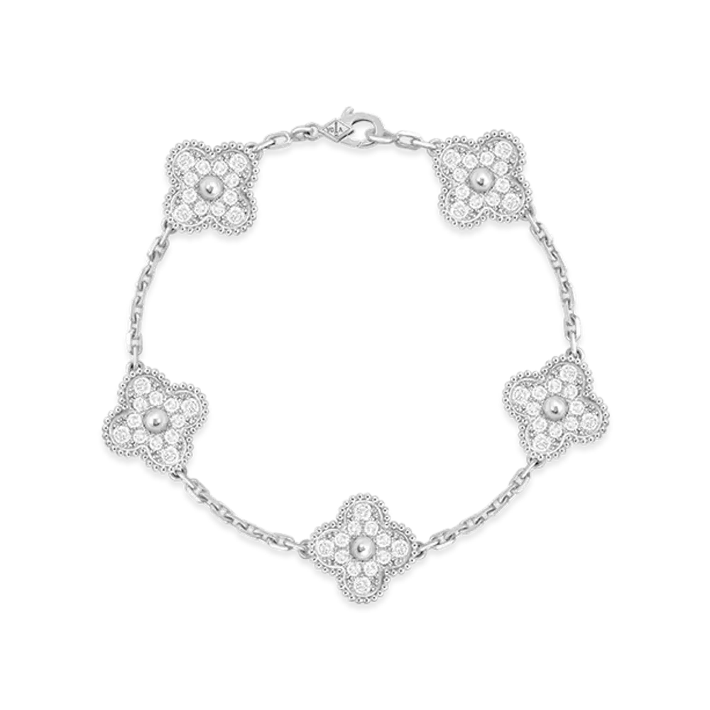 Van Cleef & Arpels Vintage Alhambra bracelet 5 motifs "18K White gold/Diamond"