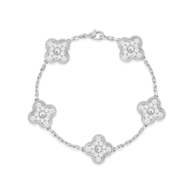 Van Cleef & Arpels Vintage Alhambra bracelet 5 motifs "18K White gold/Diamond"