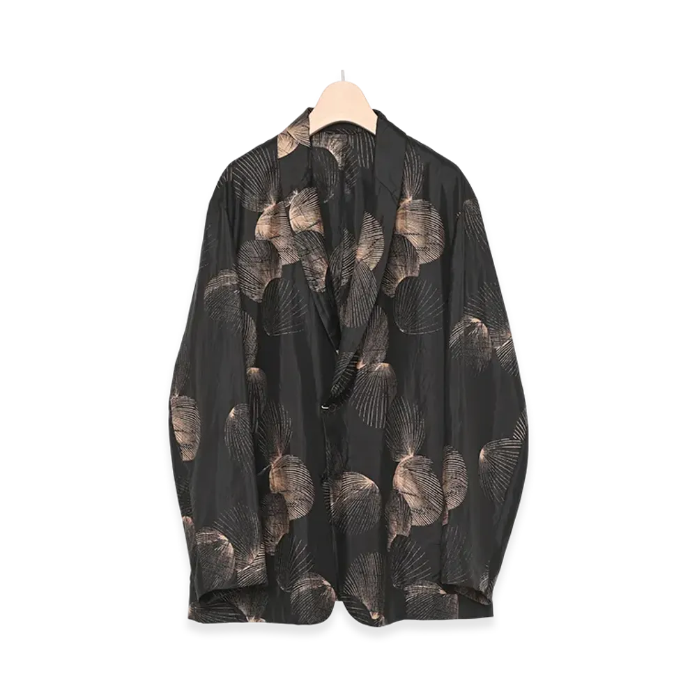 COMOLI Silk Shell Shawl Collar Jacket "Black"