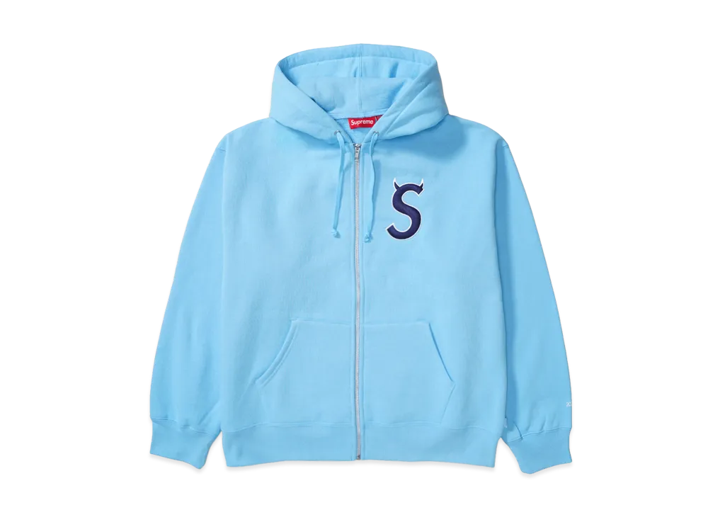 Supreme Devil S Logo Zip Up Hooded Sweatshirt "Light Blue"
