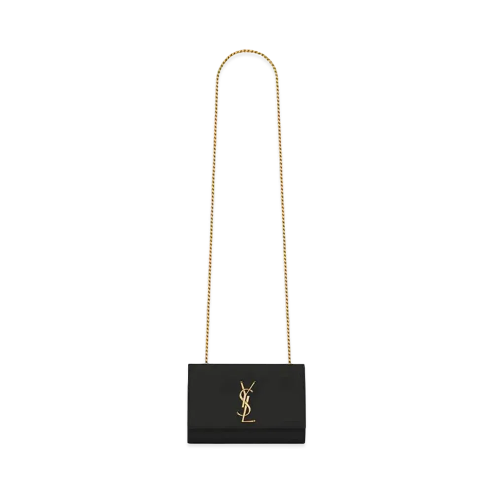 Saint Laurent Kate Small Chain Bag In Grain De Poudre Embossed Leather "Black"
