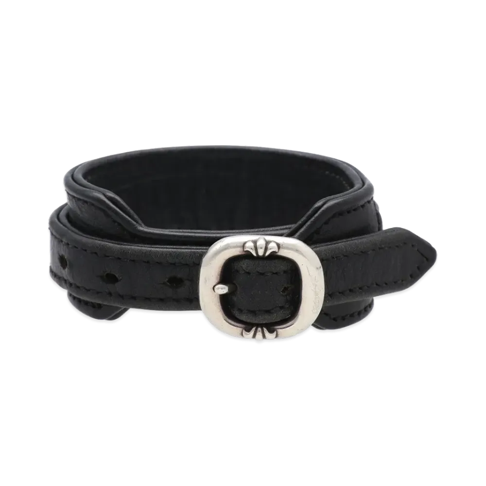 Chrome Hearts R&R Slim Silver 925 Leather Bracelet "Black/Silver"