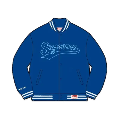 Supreme x Mitchell & Ness Doughboy Twill Varsity Jacket "Blue"