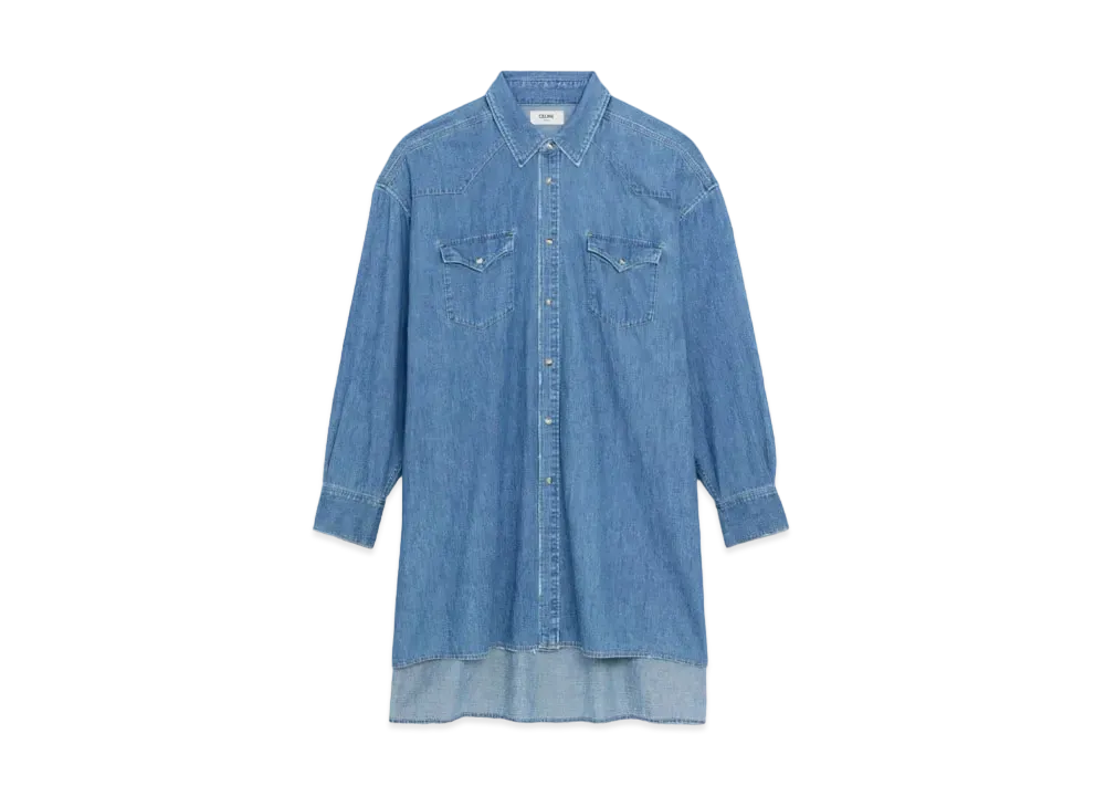 CELINE Cowboy Painter Shirt In Denim "Blue"