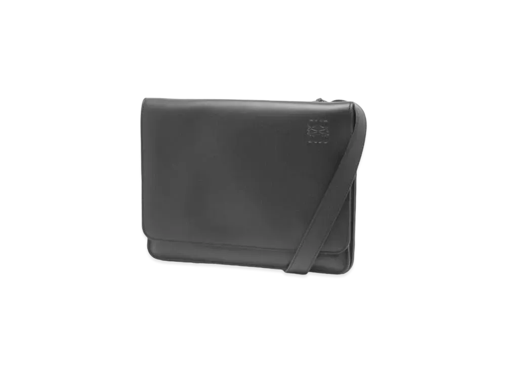 LOEWE Gusset Flat Messenger Bag In Smooth Calfskin "Black"