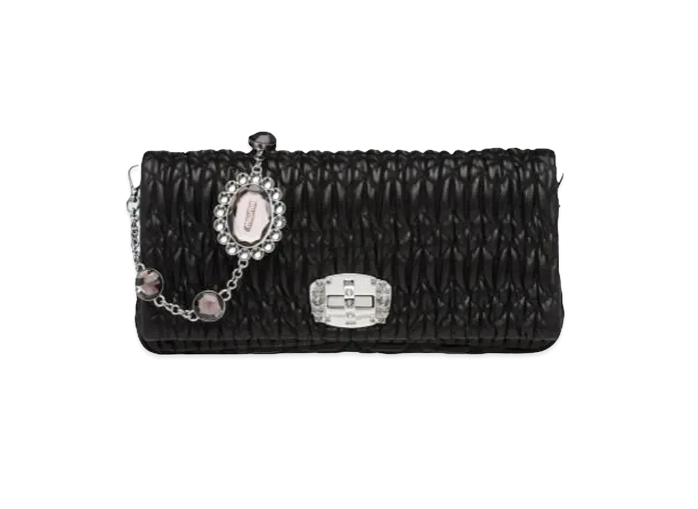 MIU MIU Miu Crystal Leather Bag "Black"