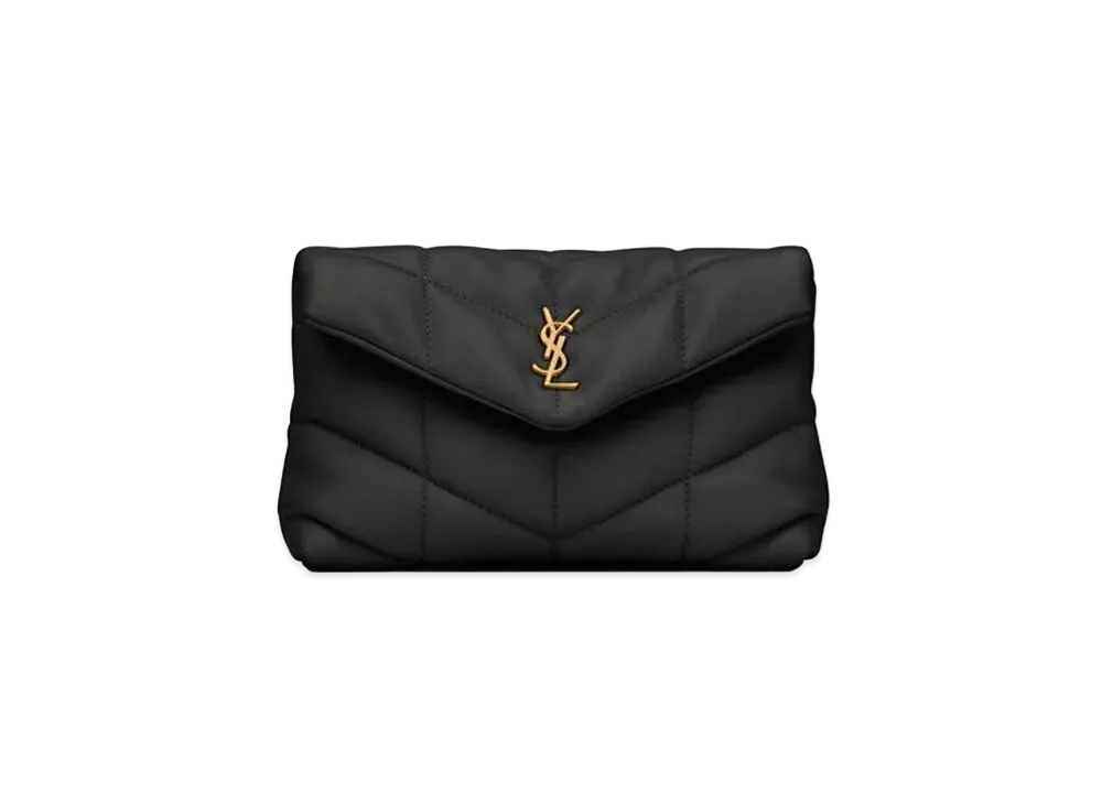 SAINT LAURENT Puffer Small Pouch In Quilted Lambskin "Black"