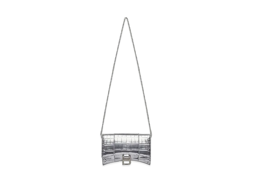 BALENCIAGA Hourglass Wallet On Chain "Silver"