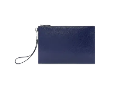 FENDI Flat Slim Clutch Blue Leather Bag "Blue"