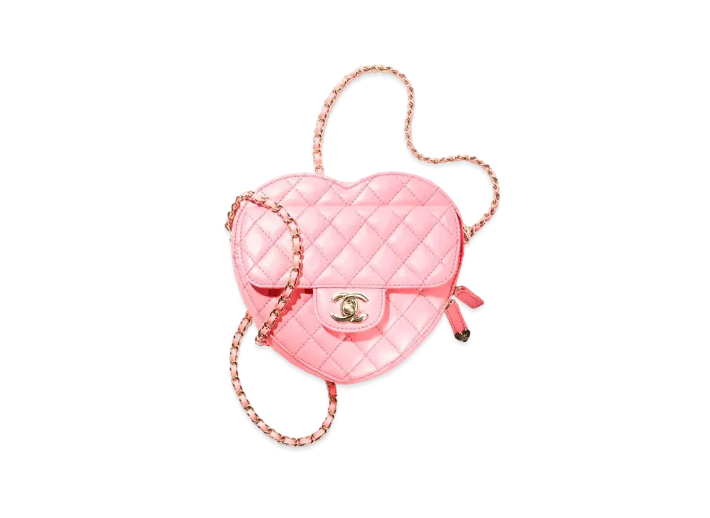 CHANEL Heart Shape Bag Lambskin "Coral Pink"