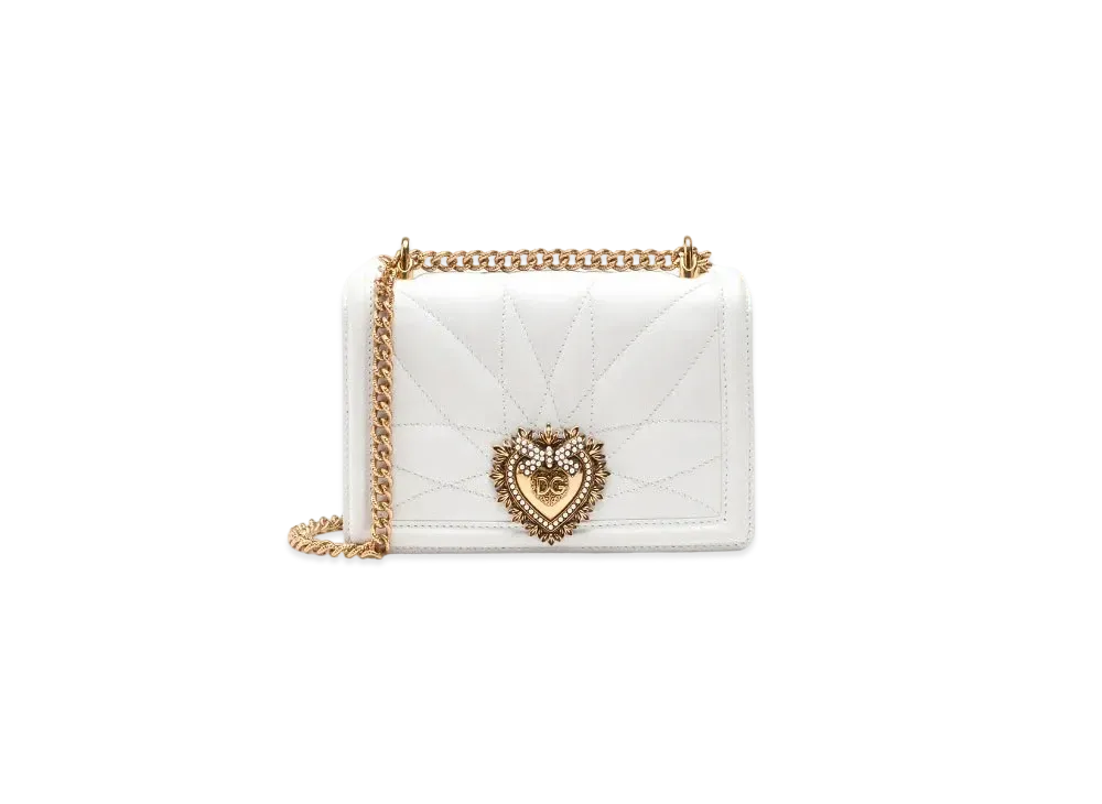 Dolce&Gabbana Devotion Crossbody Bag Small Matrasse Nappa Leather "White"