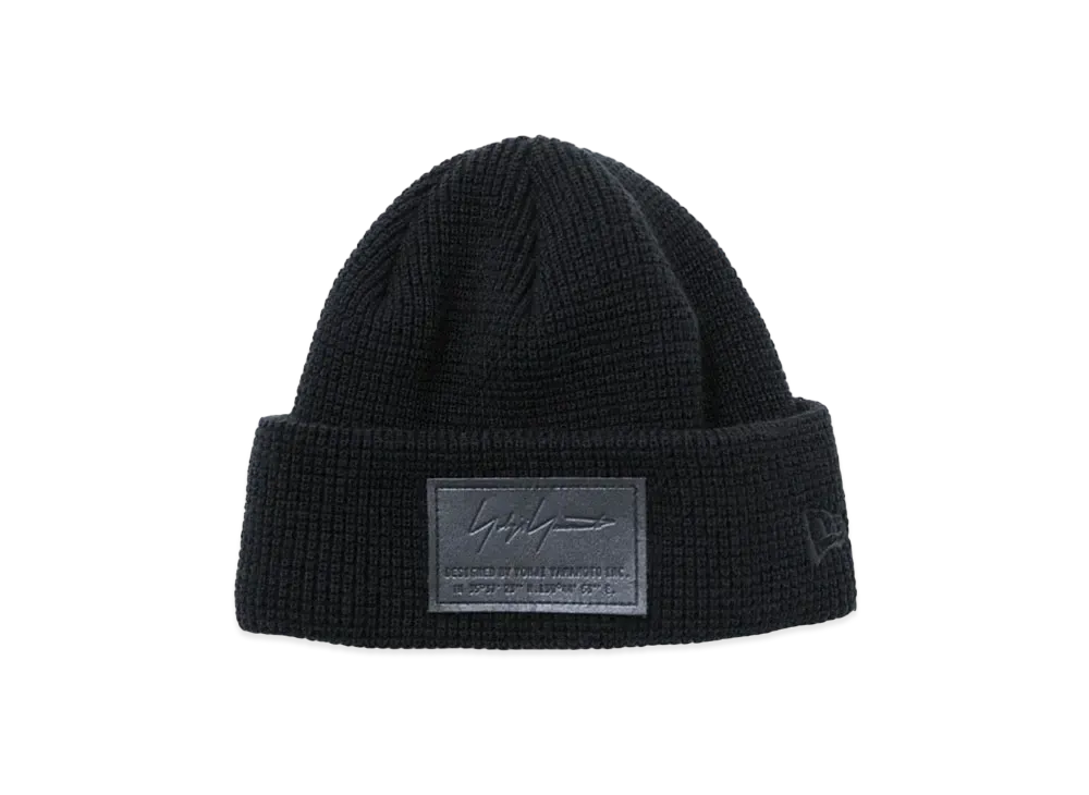 Yohji Yamamoto Pour Homme NEW ERA AC/WAFFUL CUFF KNIT SHORT YY LEATHER PATCH "Black"