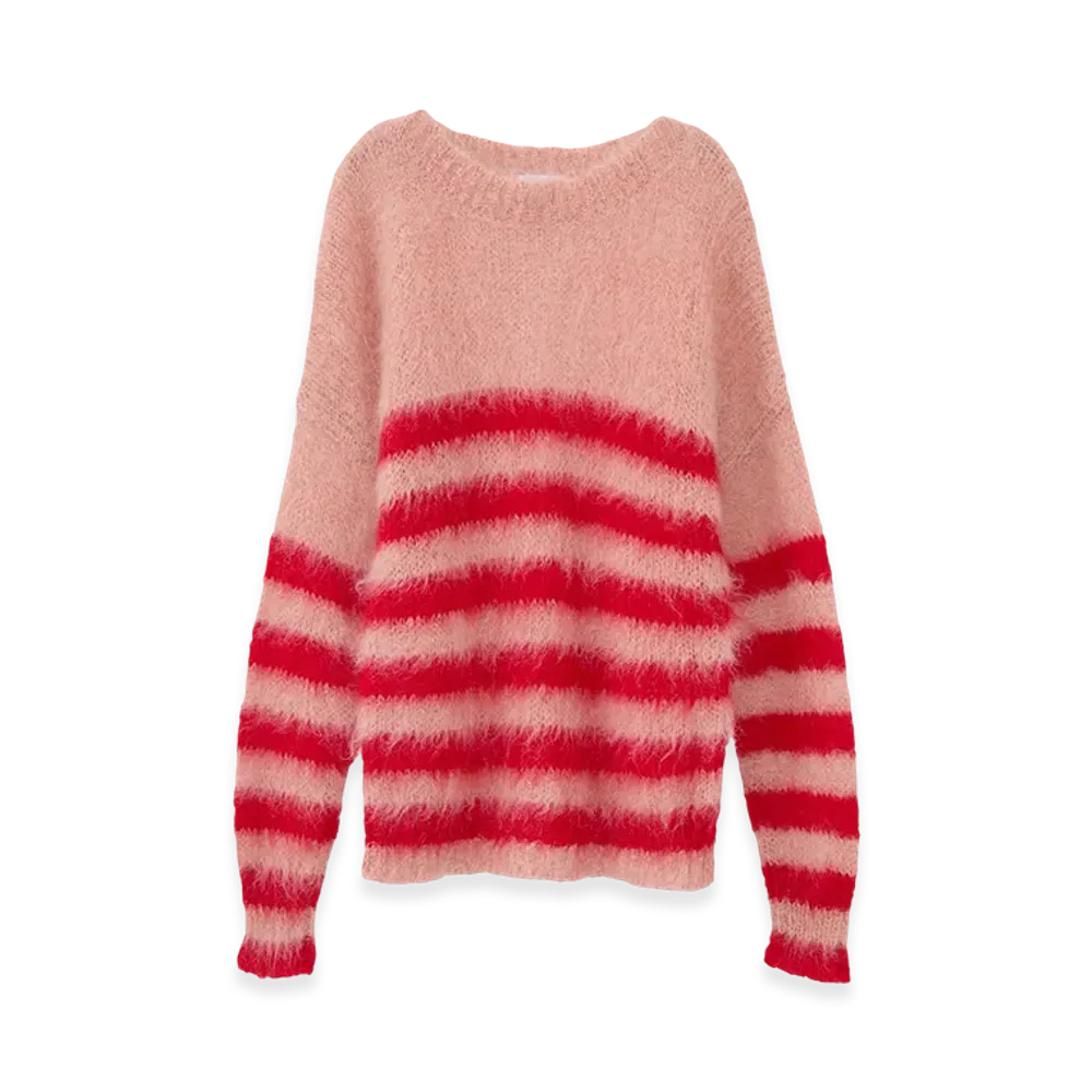 FRAGMENT x CLANE Border Mohair Knit Tops "Pink"