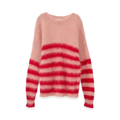 FRAGMENT x CLANE Border Mohair Knit Tops "Pink"