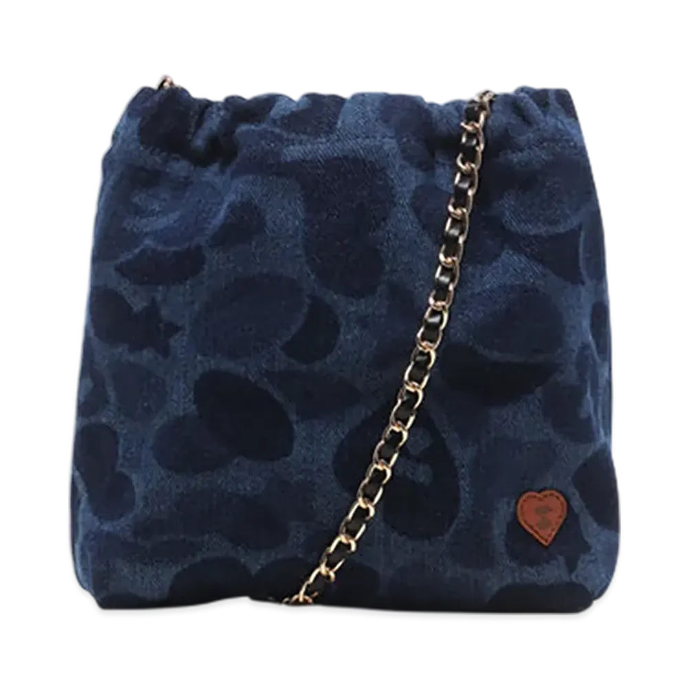 A BATHING APE APEE Camo Denim Mini Handbag "Indigo"