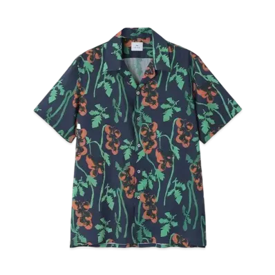 Paul Smith Tomato Vine Open Collar Shirt "BlueGray"