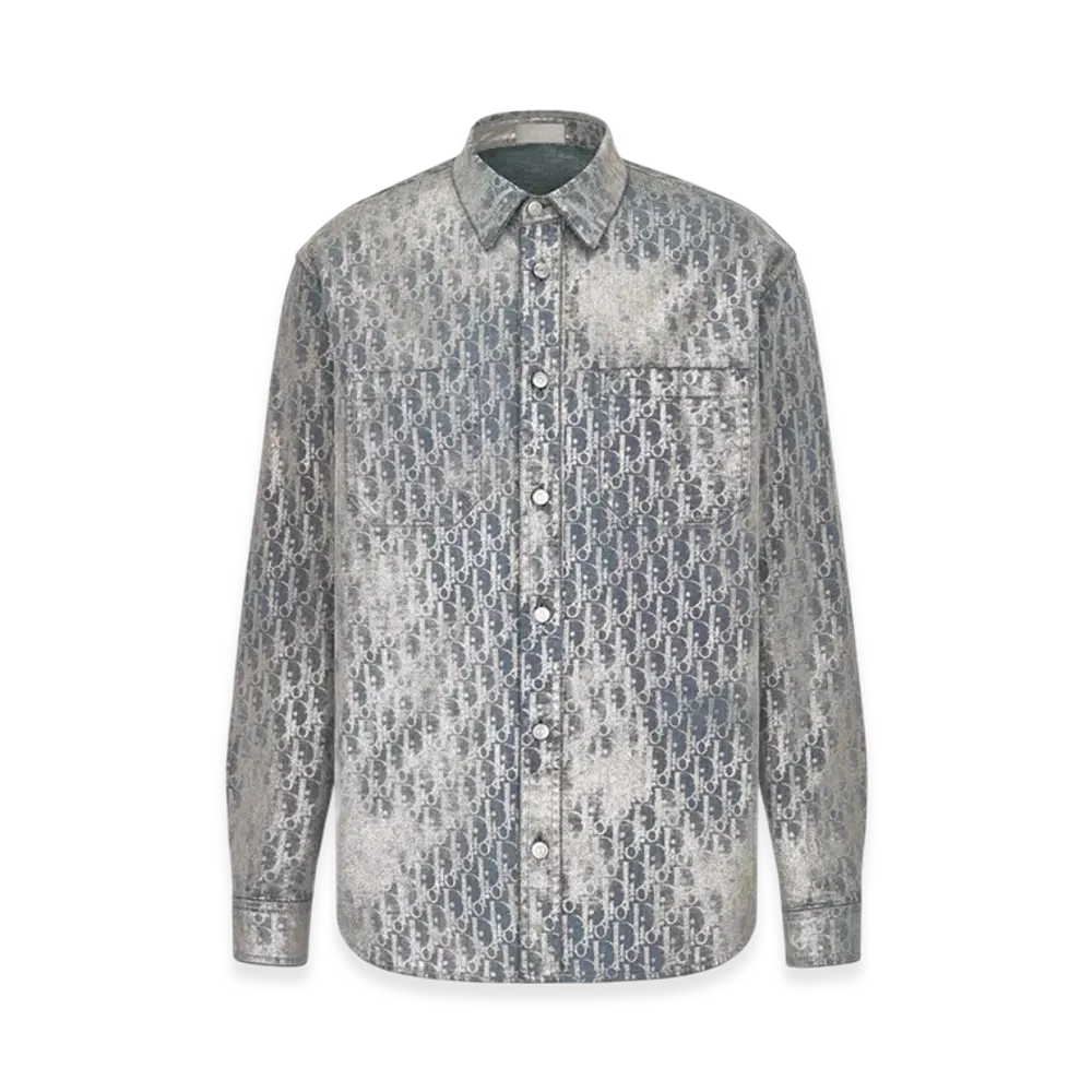 Dior Oblique Cotton Blend Twill Overshirt "Grey/Gold"