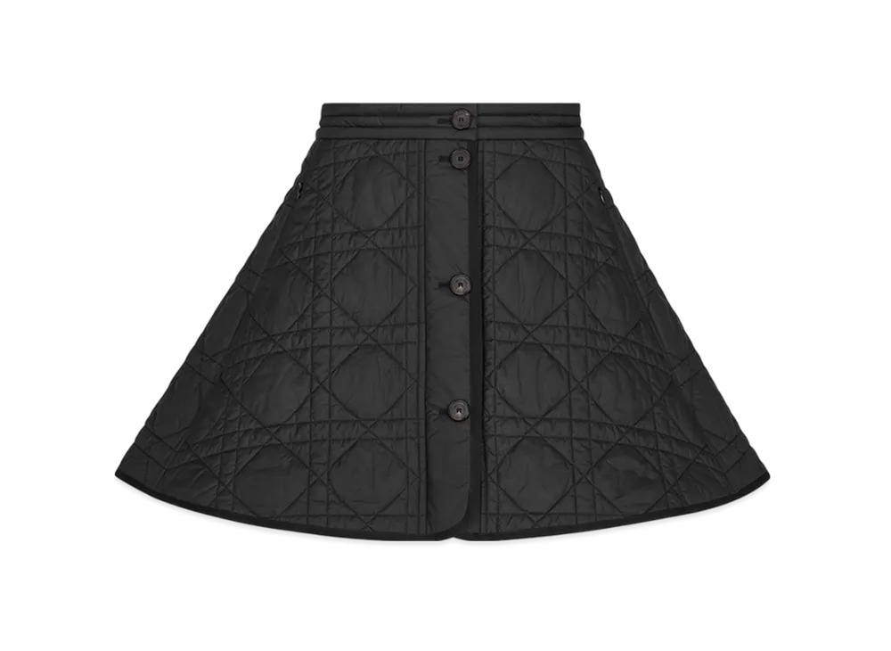 Dior Women's Macrocannage Miniskirt Quilted Technical Taffeta "Black"
