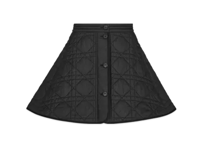 Dior Women's Macrocannage Miniskirt Quilted Technical Taffeta "Black"