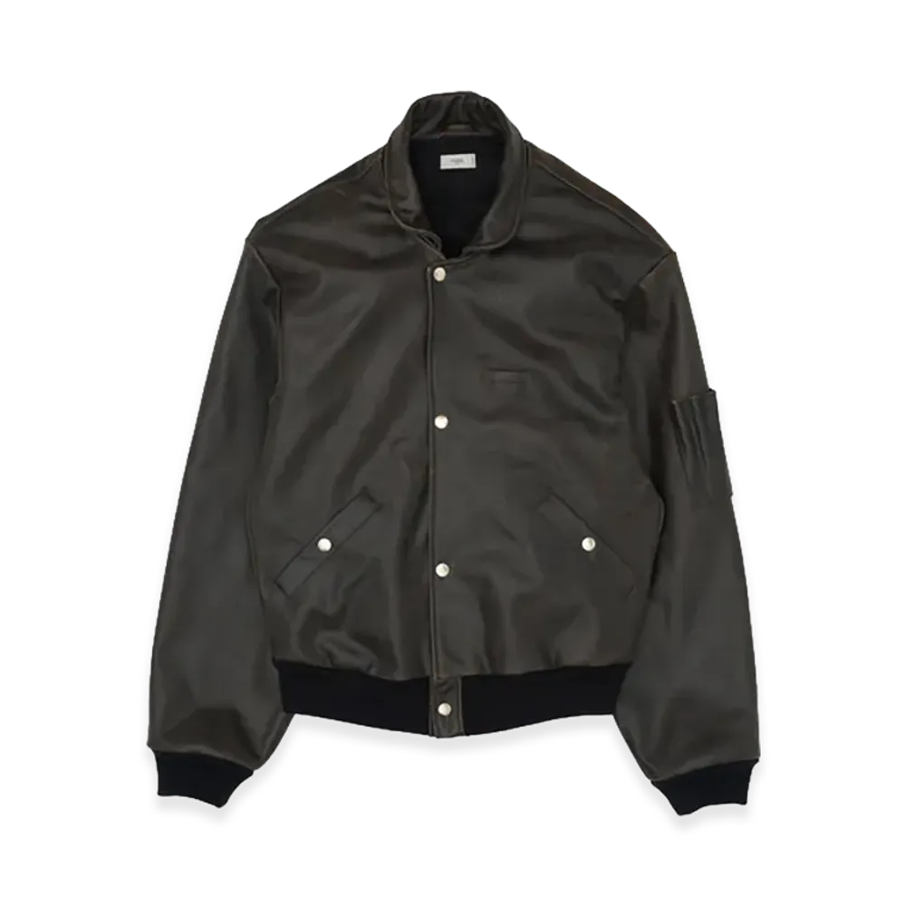 YOKE Cracked Leather Flight Jacket "Black"