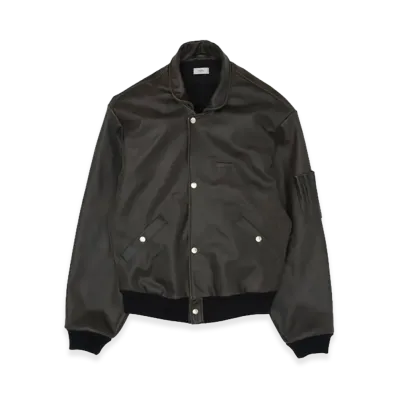 YOKE Cracked Leather Flight Jacket "Black"