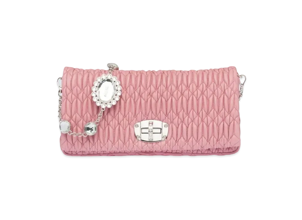 MIU MIU Iconic Crystal Leather Bag "Pink"
