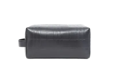 Burberry Emboss Check Leather Travel Pouch "Black"