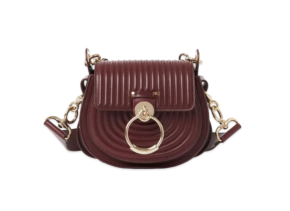 Chloe Small Tess Bag In Quilted Lambskin "Burgundy"