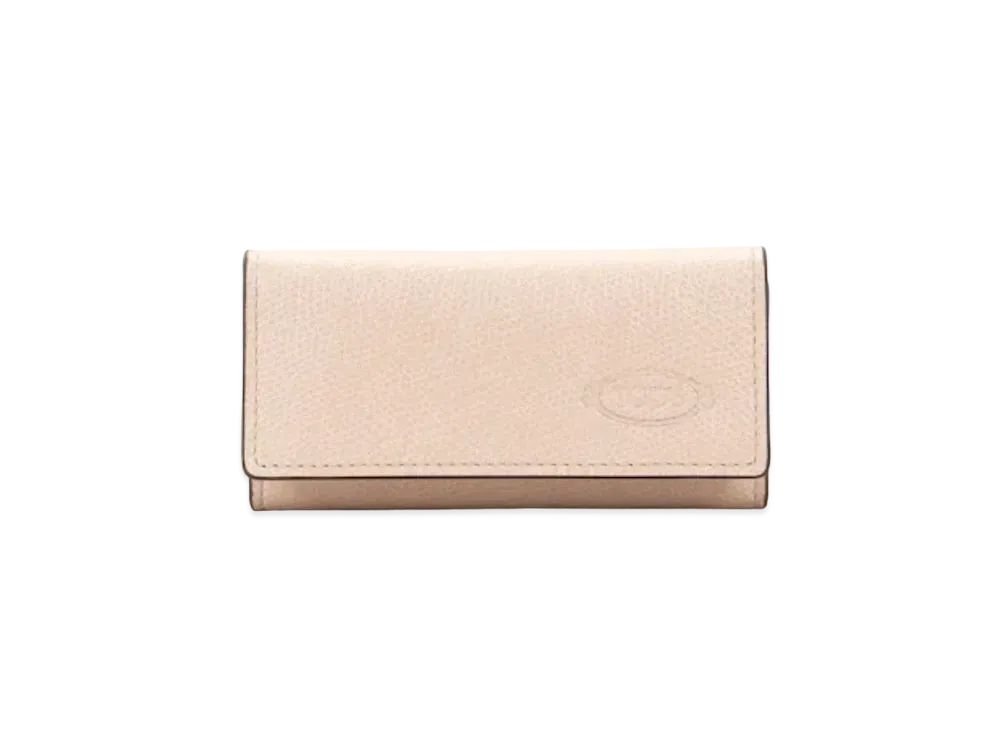 TOD'S Leather Key Holder "Beige/Pink"